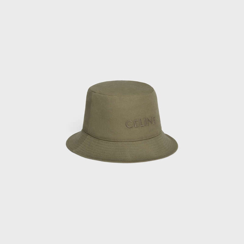 Celine Bucket In Thick Pamuklu Twill Şapka Yeşil | CL-591710
