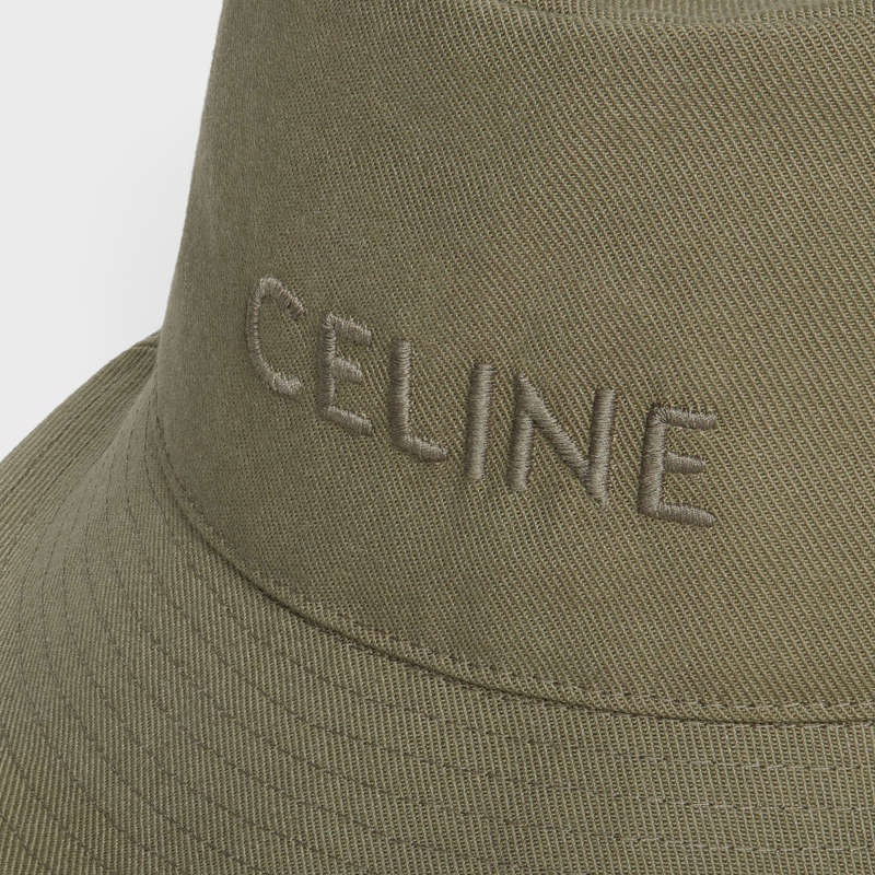 Celine Bucket In Thick Pamuklu Twill Şapka Yeşil | CL-591710