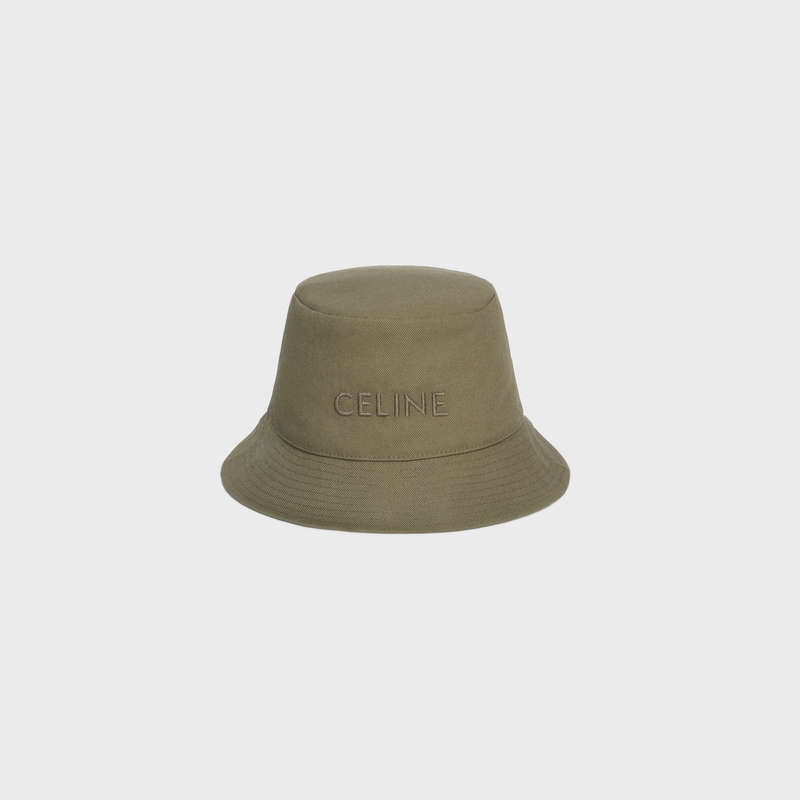 Celine Bucket In Thick Pamuklu Twill Şapka Yeşil | CL-591710