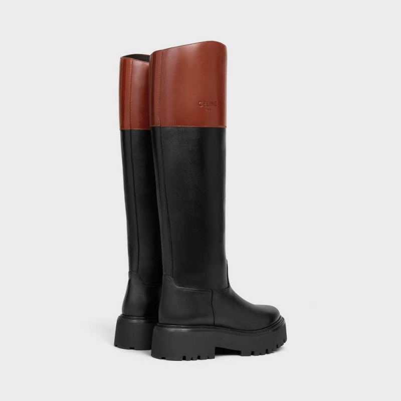 Celine Bulky High In Calfskin Bot Siyah Kahverengi | CL-592512