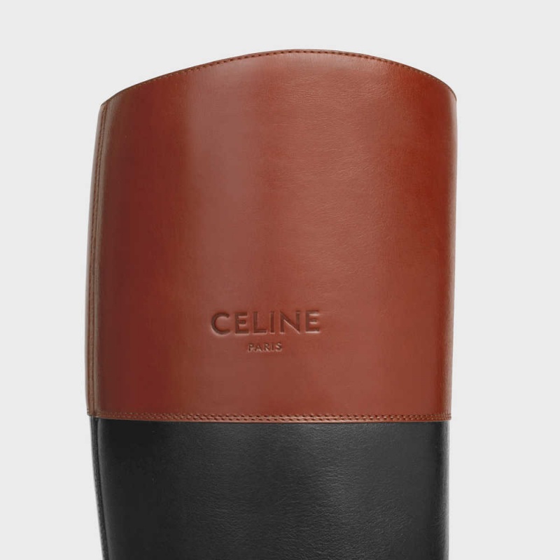 Celine Bulky High In Calfskin Bot Siyah Kahverengi | CL-592512