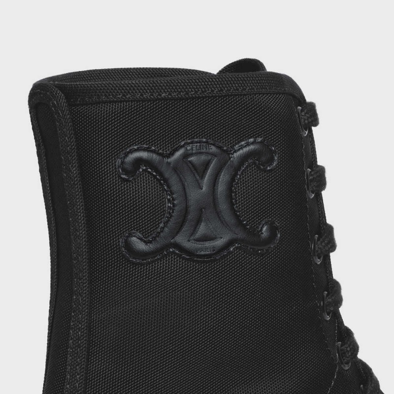 Celine Bulky Laced Up In Naylon And Shiny Bull Bot Siyah | CL-592510