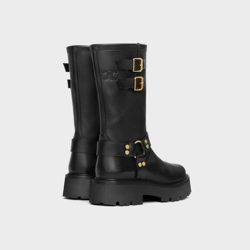 Celine Bulky Mid Cut Bisiklet With Harness In Calfskin - Vegetal Tanning Bot Siyah Altın | CL-592502