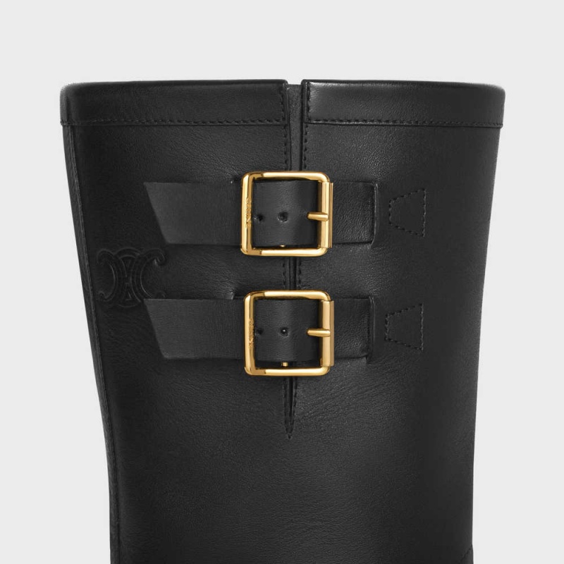 Celine Bulky Mid Cut Bisiklet With Harness In Calfskin - Vegetal Tanning Bot Siyah Altın | CL-592502