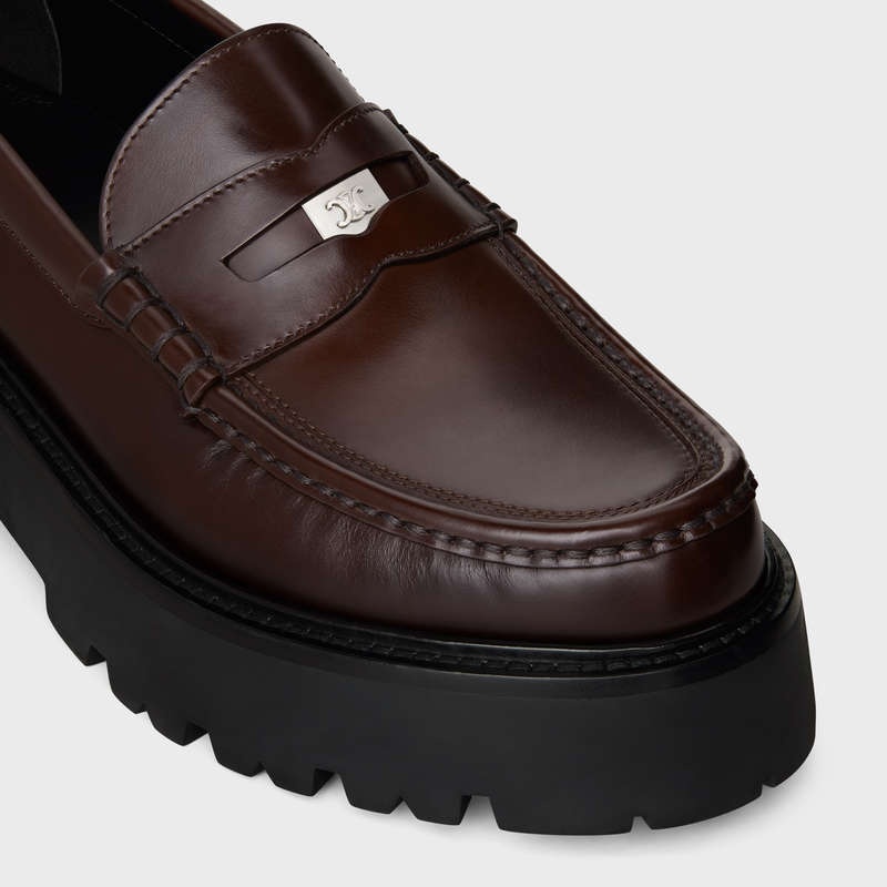 Celine Bulky Penny Tıknaz In Polished Bullskin Makosen Koyu Kahverengi | CL-591881