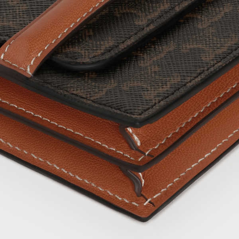 Celine Business Triomphe Kanvas And Lambskin Kartlık Kahverengi | CL-592950