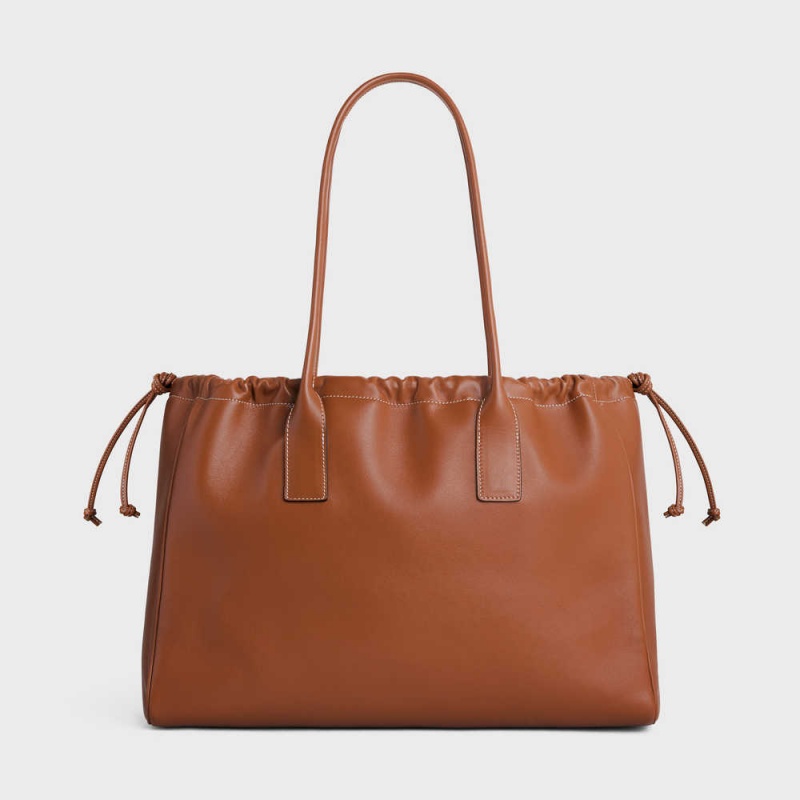 Celine Cabas Drawstring In Smooth Calfskin Cuir Triomphe Kahverengi | CL-593153
