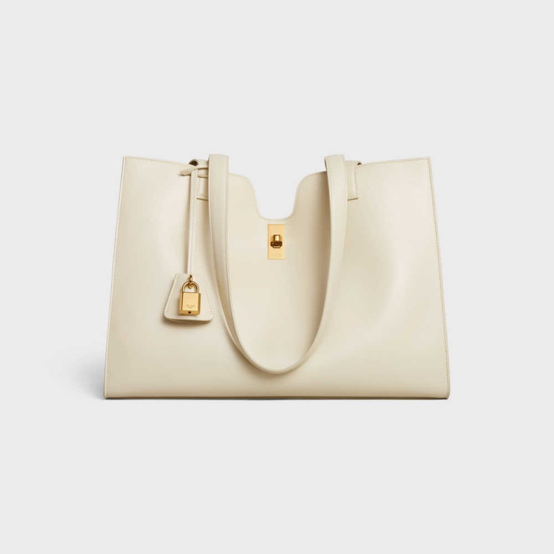 Celine Cabas In Smooth Calfskin 16 Beyaz | CL-593252