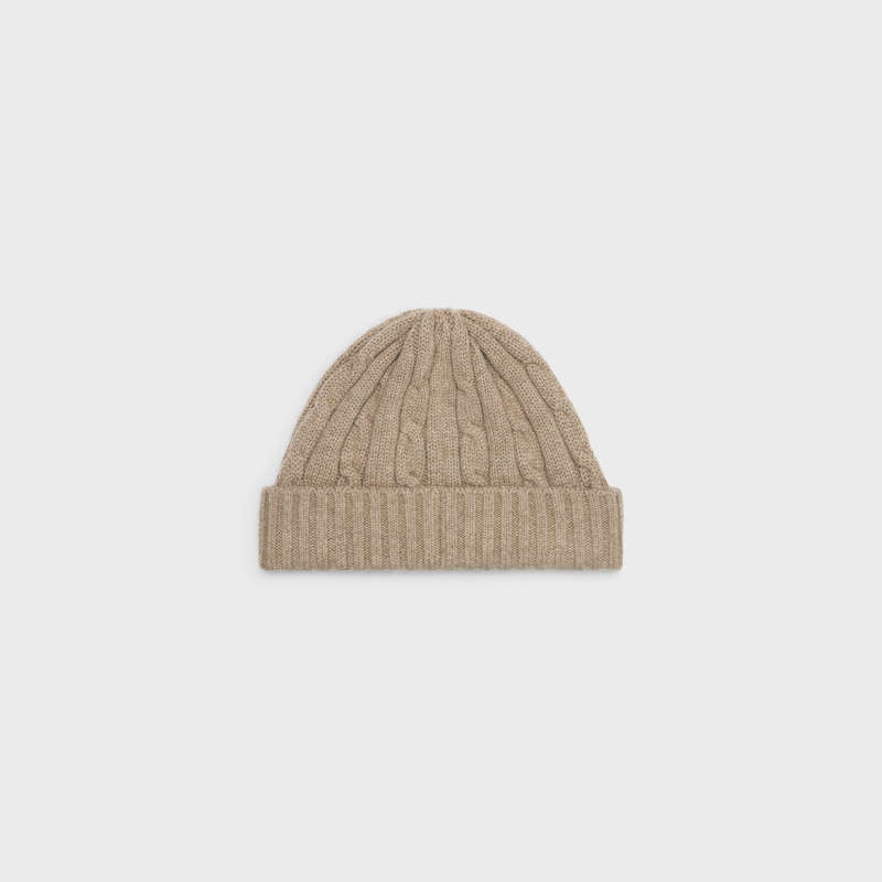 Celine Cable-knit Triomphe In Cashmere Şapka Açık Gri Kahverengi | CL-591720