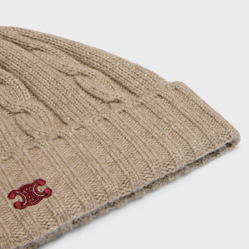 Celine Cable-knit Triomphe In Cashmere Şapka Açık Gri Kahverengi | CL-591720