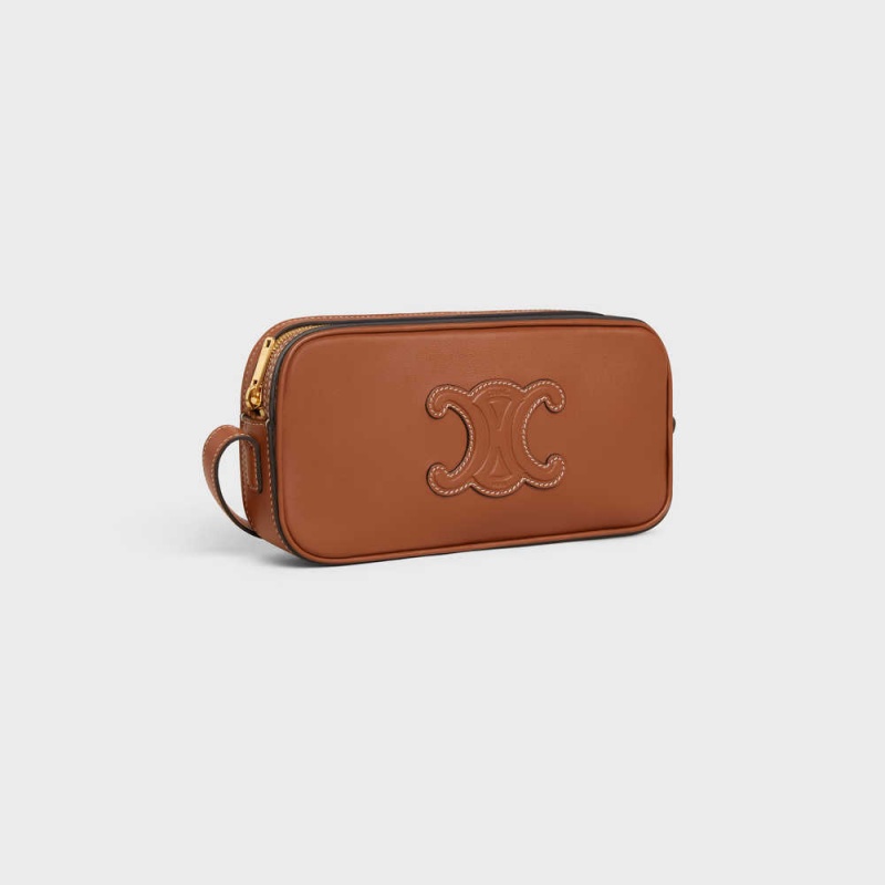 Celine Camera Shoulder Bag Cuir Triomphe In Smooth Calfskin Mini Çanta Kahverengi | CL-593036