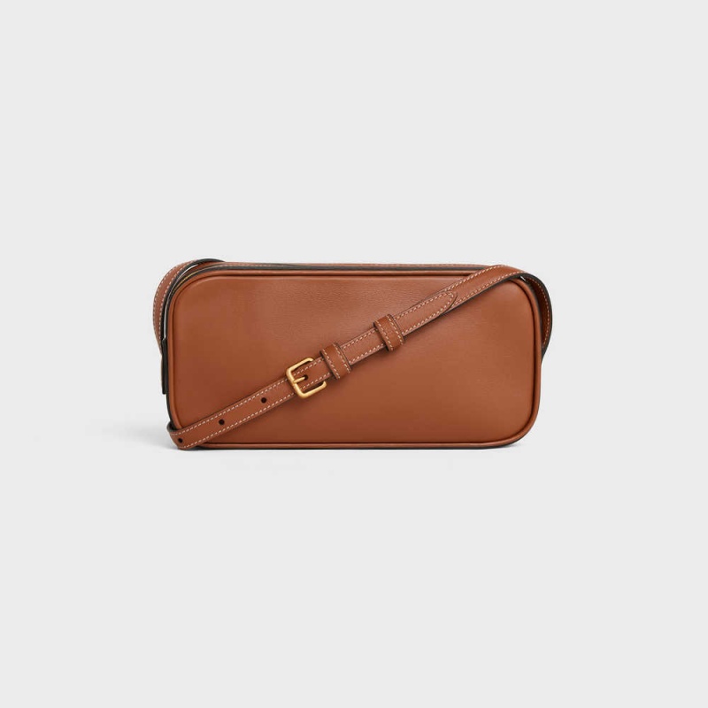 Celine Camera Shoulder Bag Cuir Triomphe In Smooth Calfskin Mini Çanta Kahverengi | CL-593036