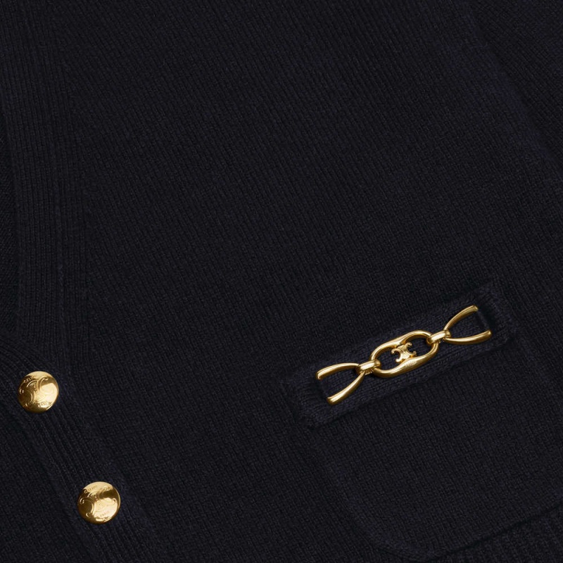 Celine Cardigan With Gourmette In Heritage Cashmere Triko Siyah | CL-592701