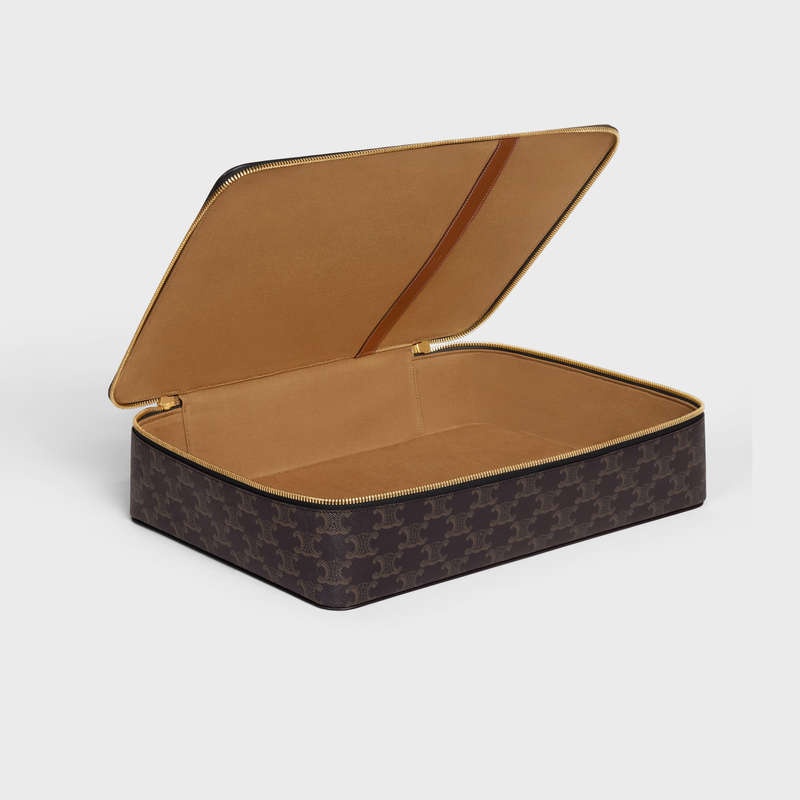 Celine Case In Triomphe Kanvas And Calfskin İş Çantaları Kahverengi | CL-591826