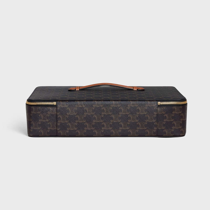 Celine Case In Triomphe Kanvas And Calfskin İş Çantaları Kahverengi | CL-591826