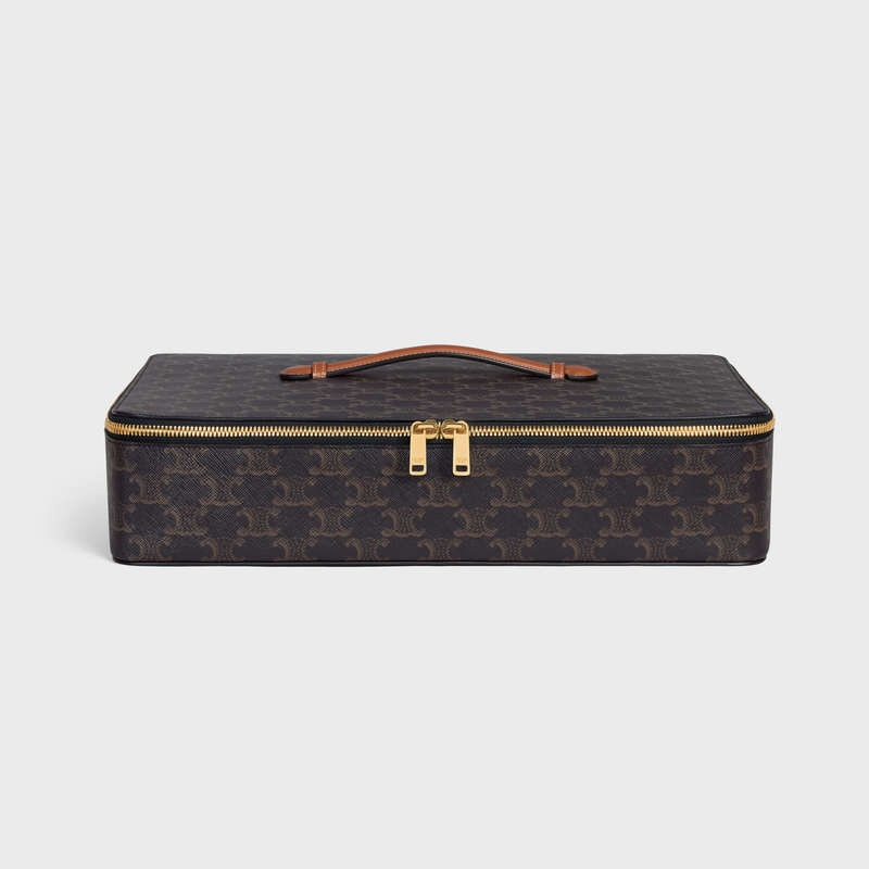 Celine Case In Triomphe Kanvas And Calfskin İş Çantaları Kahverengi | CL-591826
