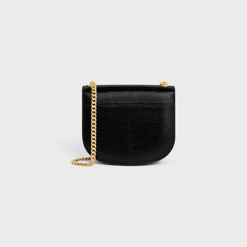 Celine Chain Besace Clea In Lizard Triomphe Siyah | CL-593225