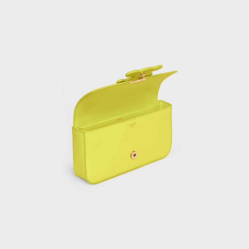 Celine Chain Shoulder Bag Cuir In Shiny Calfskin Triomphe Limon | CL-593238