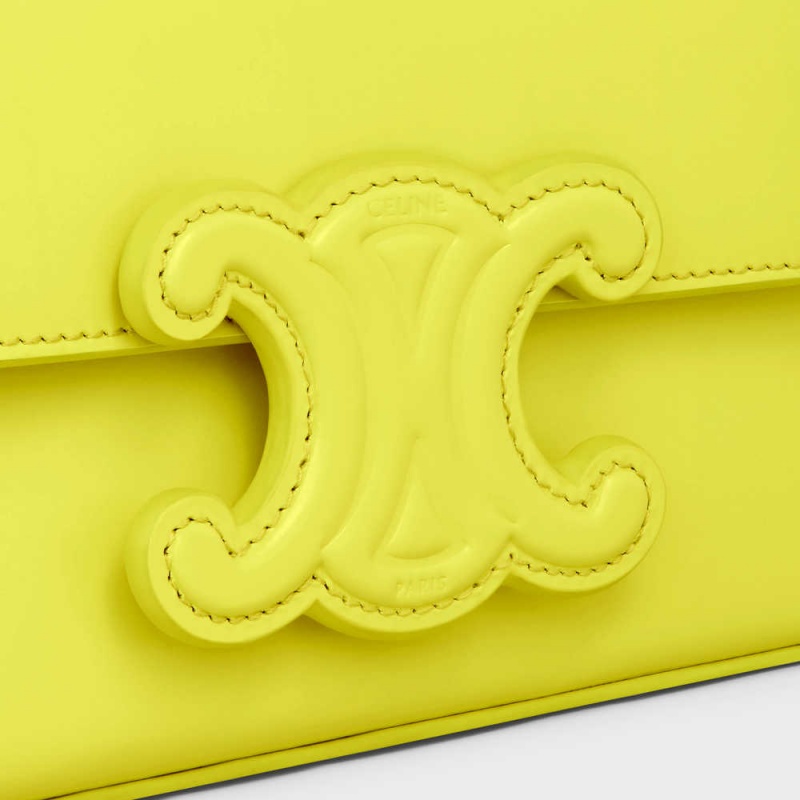 Celine Chain Shoulder Bag Cuir In Shiny Calfskin Triomphe Limon | CL-593238