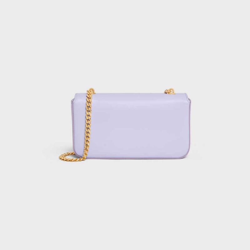 Celine Chain Shoulder Bag In Shiny Calfskin Triomphe Açık Lavanta | CL-593232