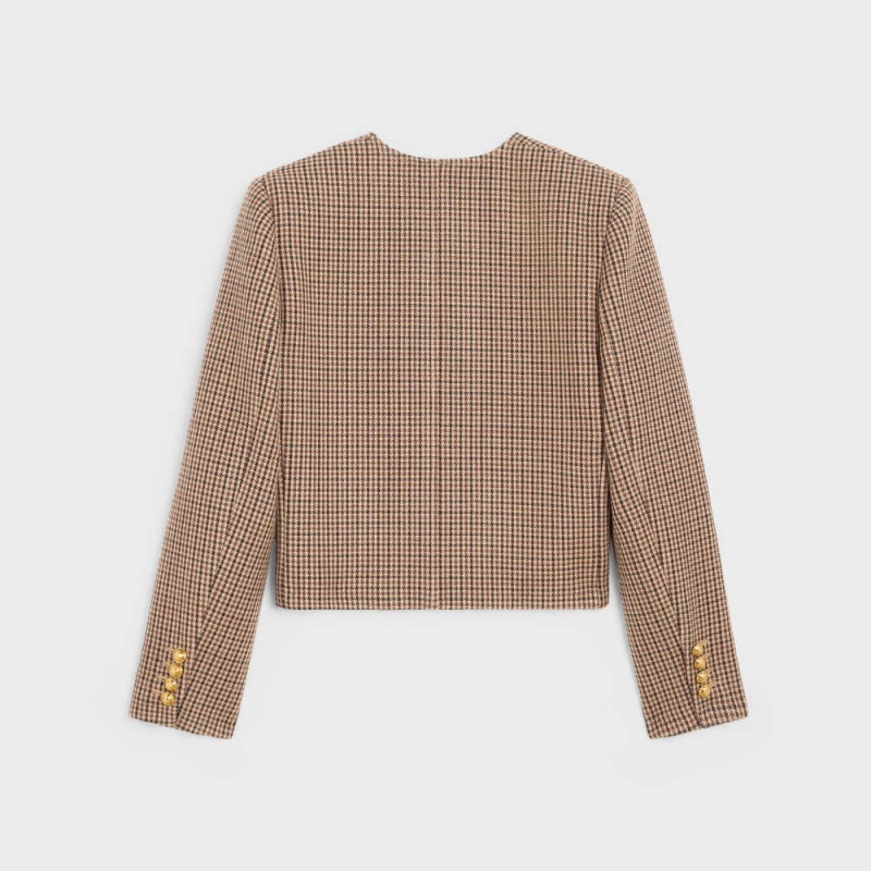 Celine Chelsea In Double Houndstooth Yün Mont Bordo Bej Rengi Siyah | CL-592649