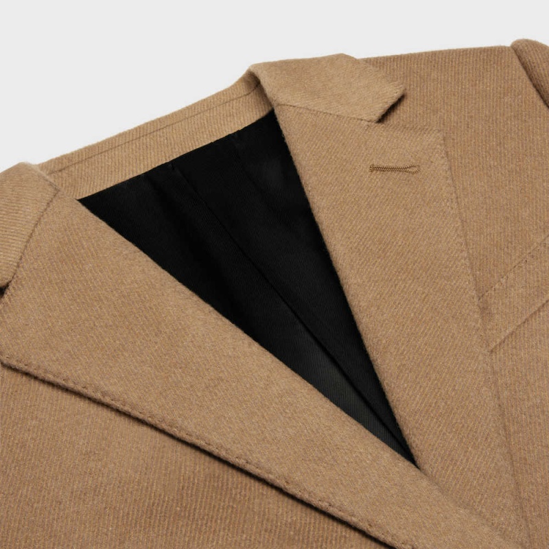Celine Chesterfield In Brushed Cashmere Kaban Kahverengi | CL-592624