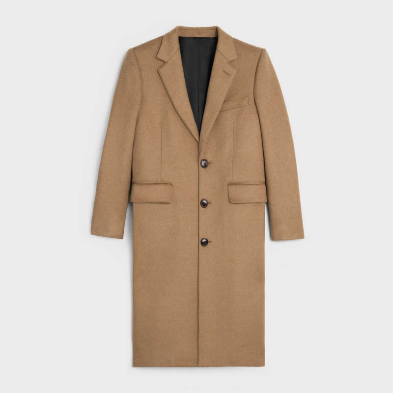 Celine Chesterfield In Brushed Cashmere Kaban Kahverengi | CL-592624