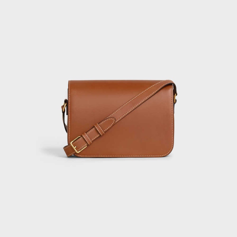 Celine Classique Bag In Natural Calfskin Triomphe Kahverengi | CL-593184