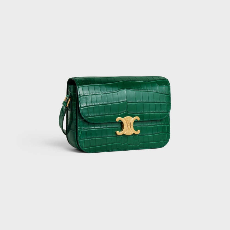 Celine Classique Bag In Niloticus Crocodile Triomphe Yeşil | CL-593190