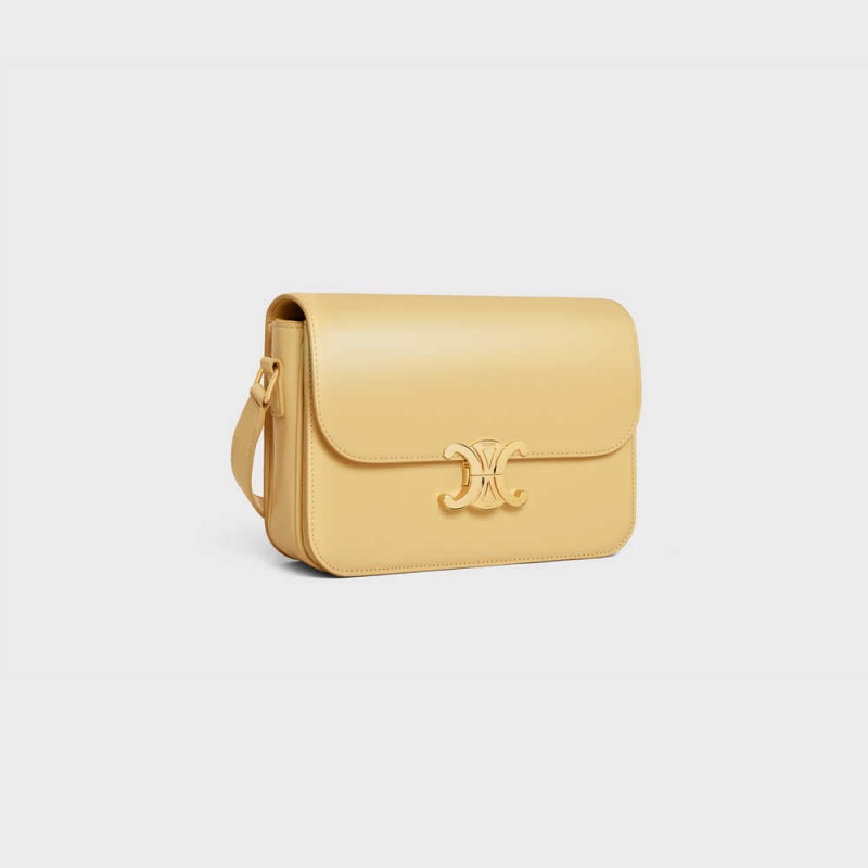 Celine Classique Bag In Shiny Calfskin Triomphe Kayısı Rengi | CL-593188