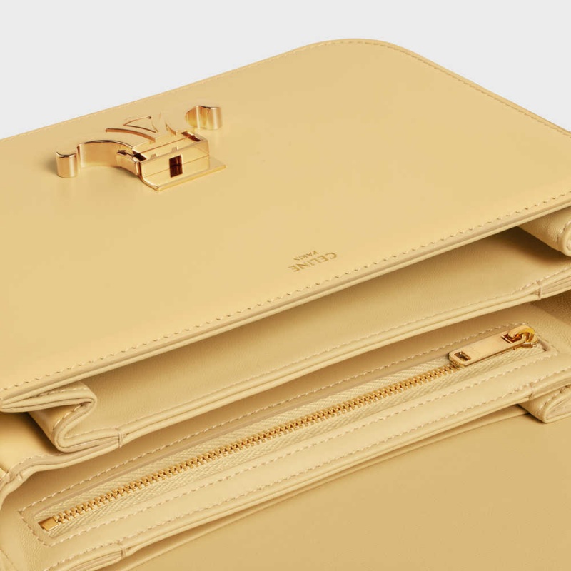 Celine Classique Bag In Shiny Calfskin Triomphe Kayısı Rengi | CL-593188