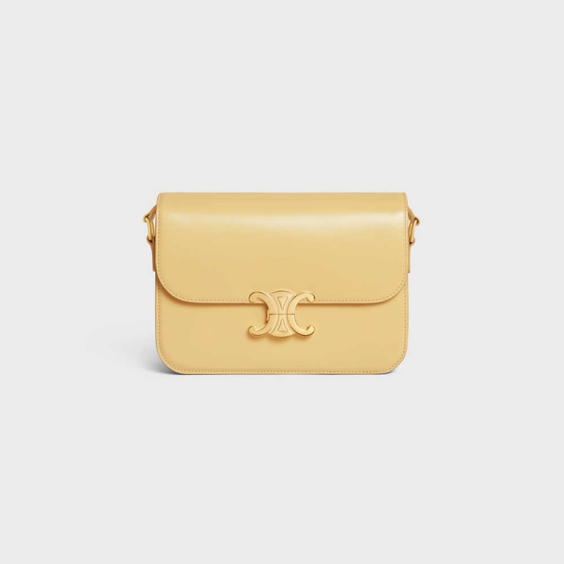Celine Classique Bag In Shiny Calfskin Triomphe Kayısı Rengi | CL-593188