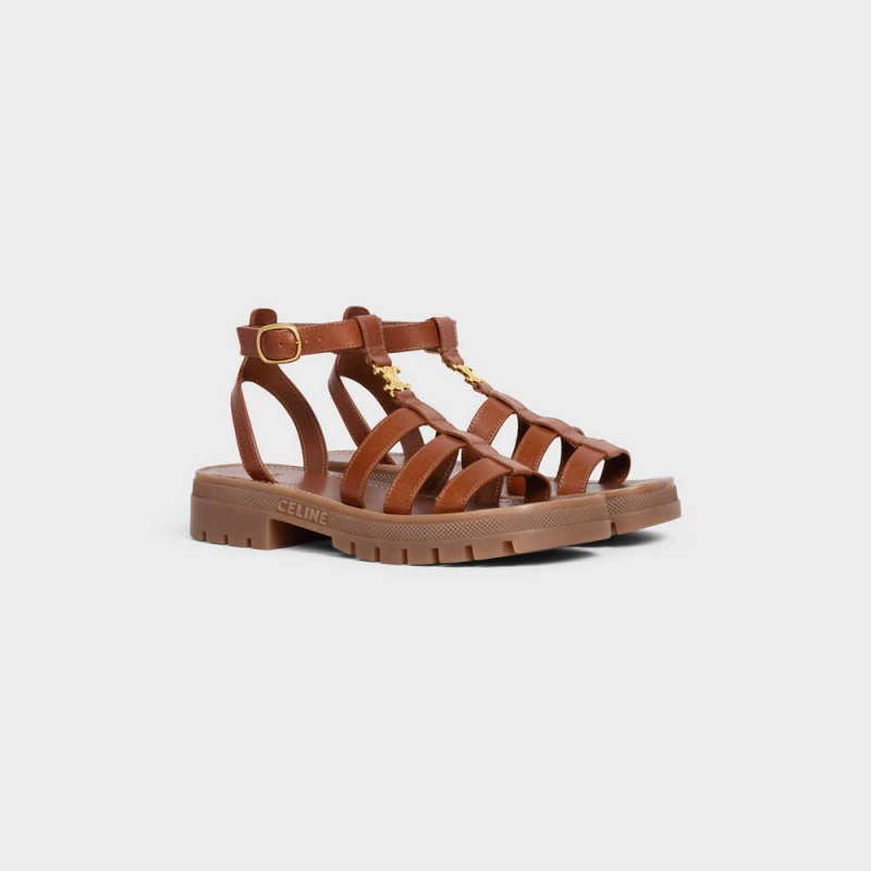 Celine Clea Triomphe Gladiator Tıknaz In Calfskin - Vegetal Tanning Sandalet Kahverengi | CL-592574