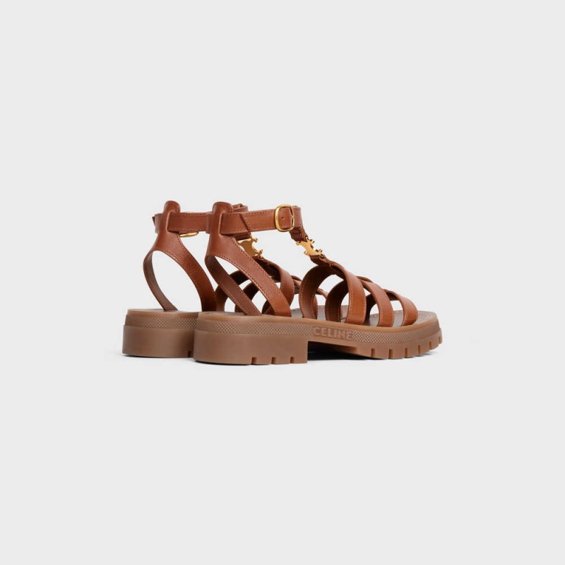 Celine Clea Triomphe Gladiator Tıknaz In Calfskin - Vegetal Tanning Sandalet Kahverengi | CL-592574