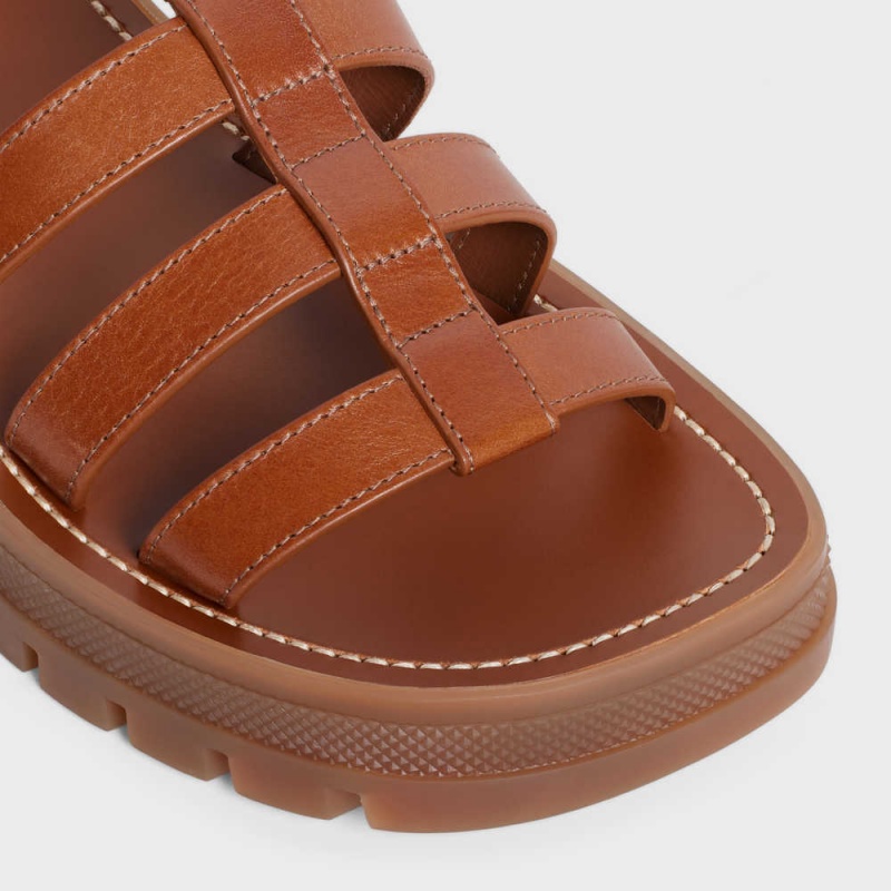 Celine Clea Triomphe Gladiator Tıknaz In Calfskin - Vegetal Tanning Sandalet Kahverengi | CL-592574