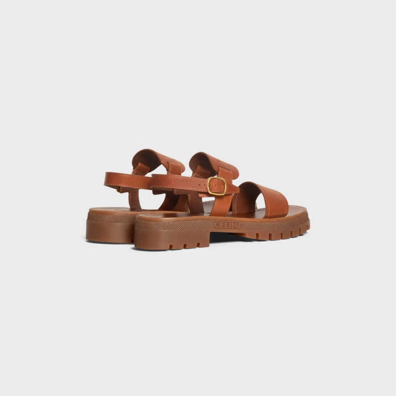 Celine Clea Triomphe In Calfskin - Vegetal Tanning Sandalet Kahverengi | CL-592570