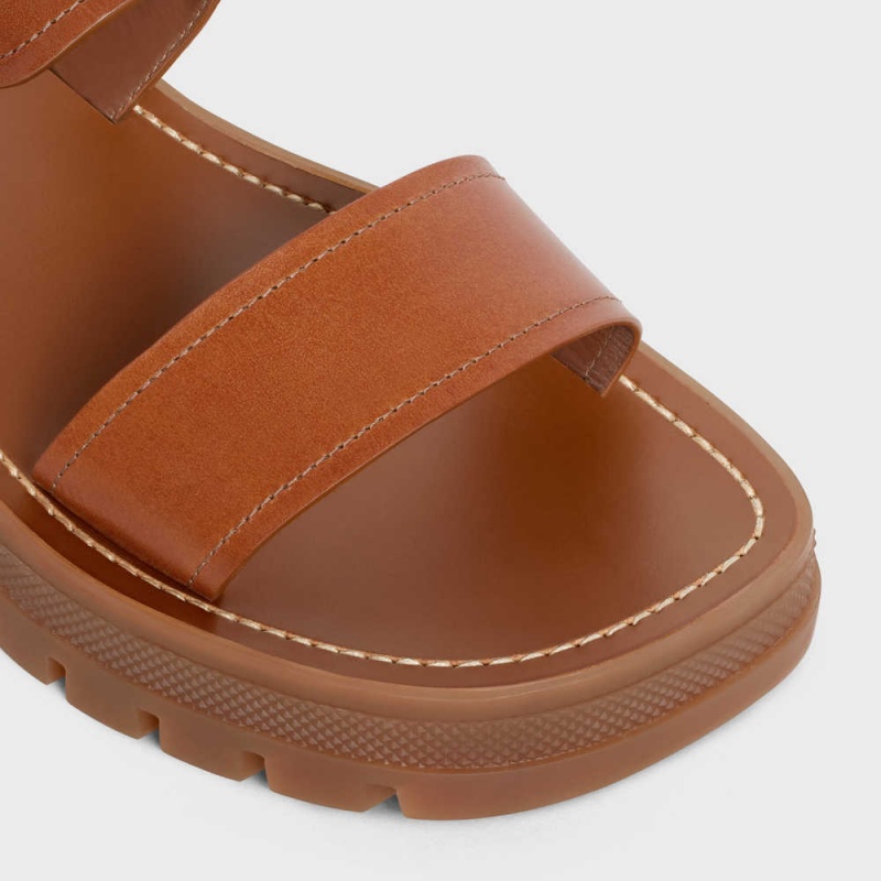 Celine Clea Triomphe In Calfskin - Vegetal Tanning Sandalet Kahverengi | CL-592570