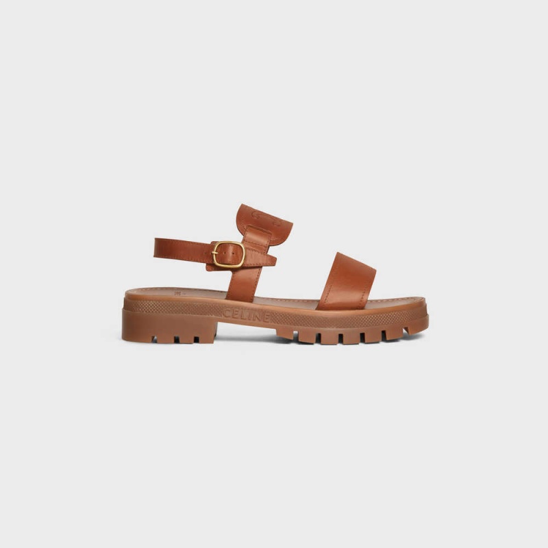 Celine Clea Triomphe In Calfskin - Vegetal Tanning Sandalet Kahverengi | CL-592570