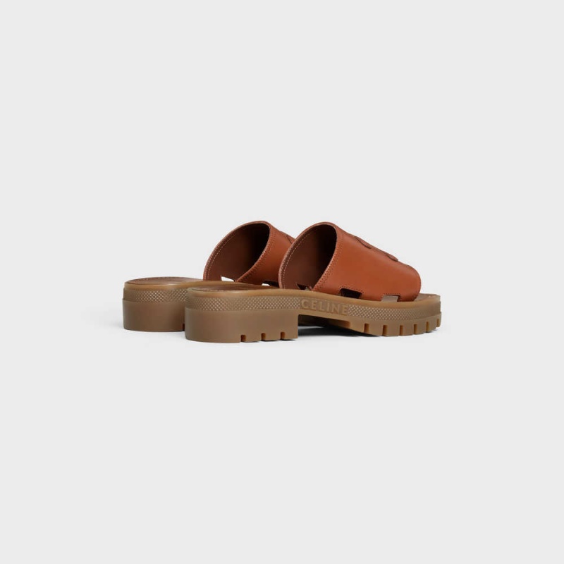 Celine Clea Triomphe Terlik In Calfskin - Vegetal Tanning Sandalet Kahverengi | CL-592568