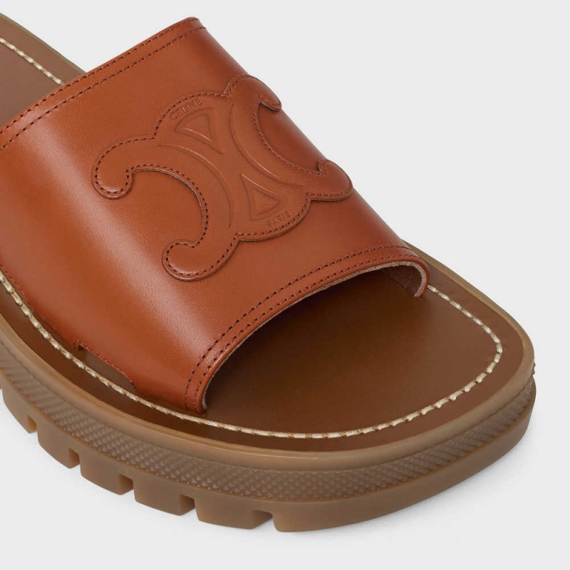 Celine Clea Triomphe Terlik In Calfskin - Vegetal Tanning Sandalet Kahverengi | CL-592568