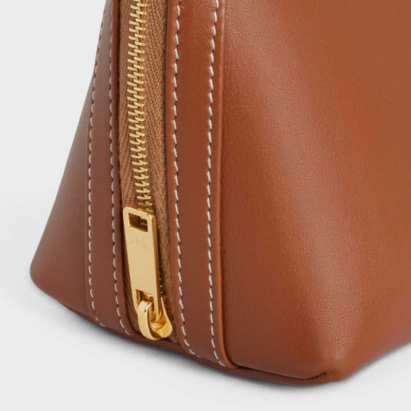 Celine Clutch On Chain Cuir Triomphe In Smooth Calfskin Mini Çanta Kahverengi | CL-593033