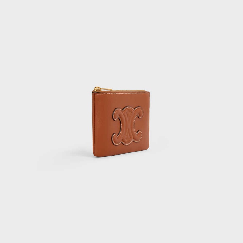 Celine Coand Card Pouch Cuir Triomphe Smooth Calfskin Kartlık Kahverengi | CL-592951