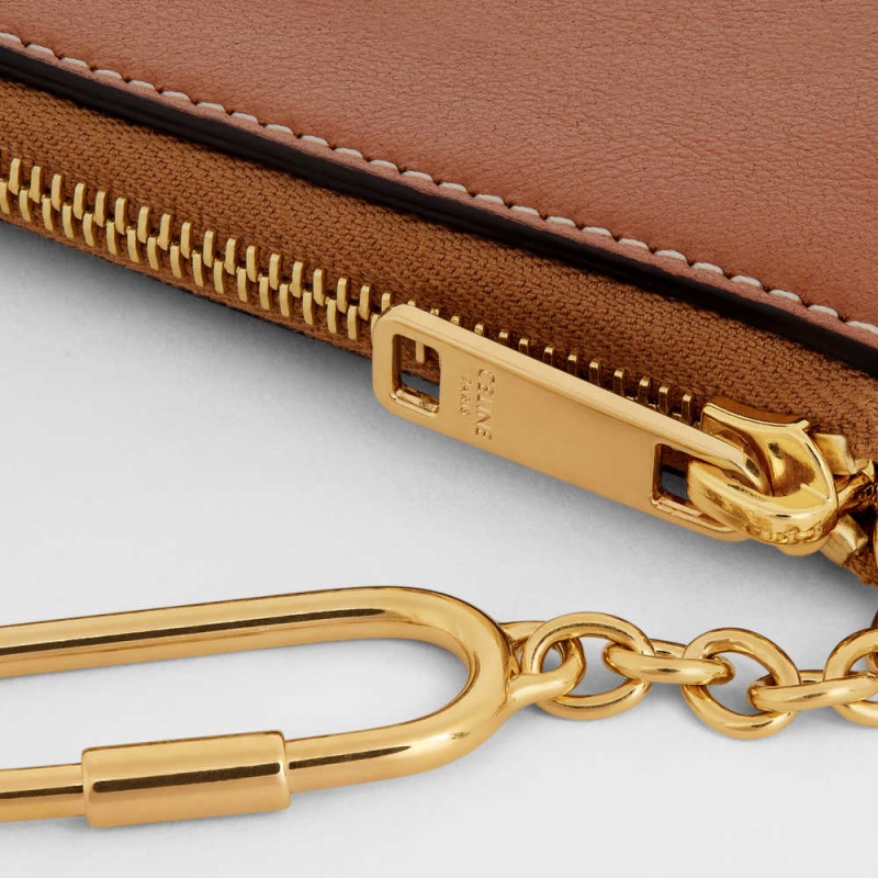 Celine Coand Card Pouch Cuir Triomphe Smooth Calfskin Kartlık Kahverengi | CL-592951