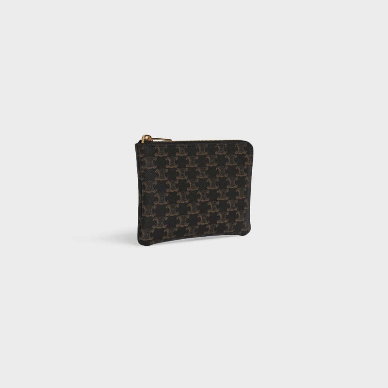 Celine Coand Card Pouch Triomphe Kanvas Kartlık Siyah | CL-592958