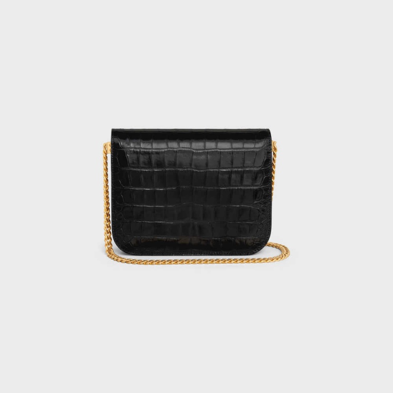 Celine College Bag In Niloticus Crocodile Triomphe Siyah | CL-593170