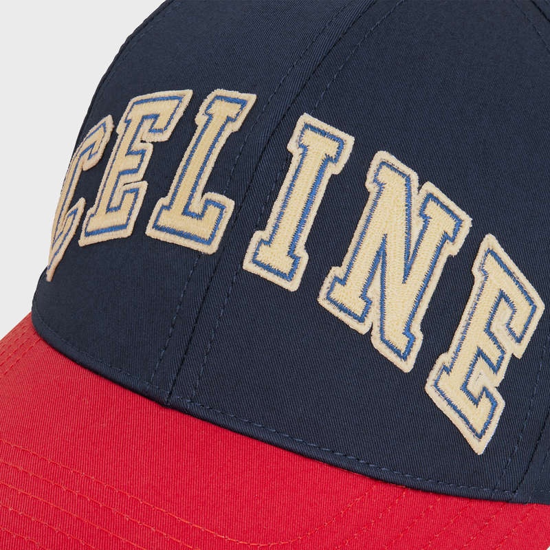 Celine College Baseball In Pamuklu Şapka Lacivert Kırmızı | CL-591702