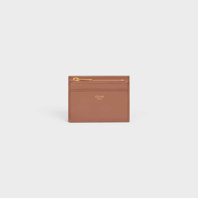 Celine Compact With Coin Triomphe In Shiny Calfskin Cüzdan Kahverengi | CL-592982