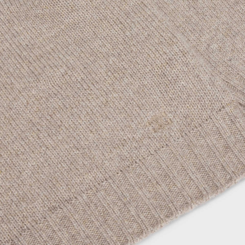 Celine Crew Neck In Seamless Cashmere Triko Kahverengi | CL-592708