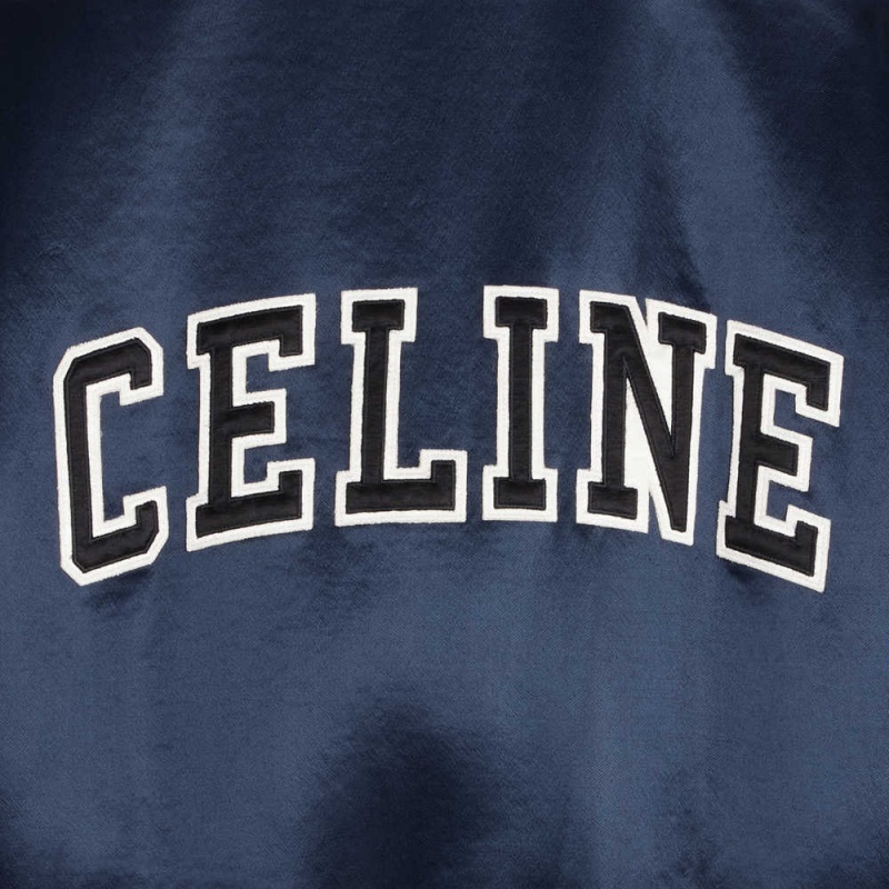 Celine Cropped Bomber In Thick Satin Mont Lacivert | CL-592681