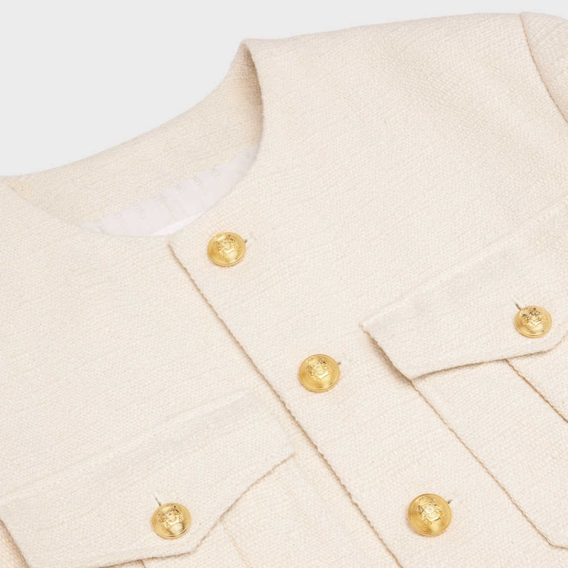Celine Cropped Military In Silk Rush Mont Açık Sarı | CL-592637